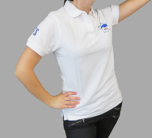 Polo ANPFS blanc, modèle Homme et modèle Femme